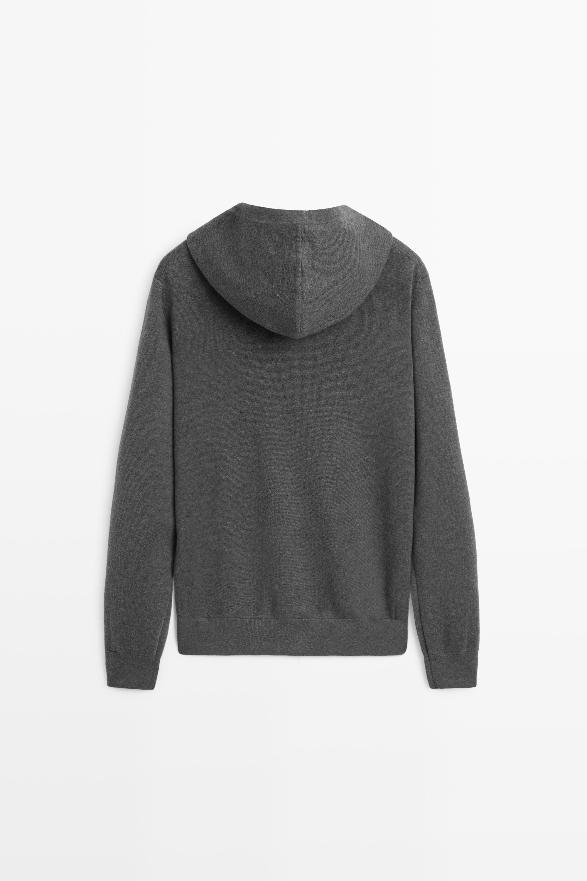 Cotton blend knit hooded cardigan